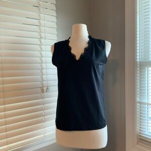 Chico's Design Black Sleeveless Top with Lace Detail